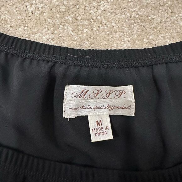 Max Studio Crepe Ruffled Tiered Skirt in Black Size M - Picture 8 of 8